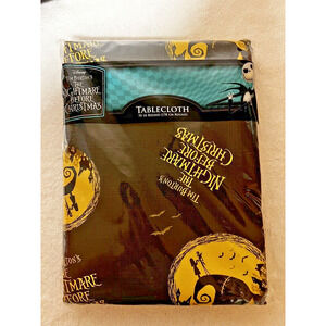 Disney The Nightmare Before Christmas Jack Sally Vinyl Tablecloth 70" Round NEW